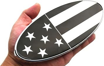 1Pc New Custom American Flag USA Side Rear Front Hood Emblem Compatible with Peterbilt Chrome White