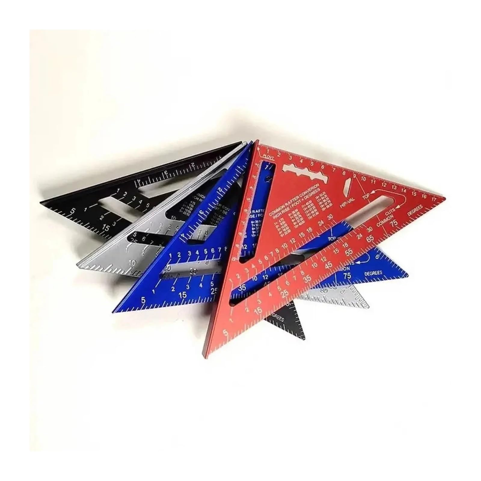 Mikrometer 7 zoll Dreieck Lineal Messung Werkzeug Aluminium Legierung Zimmermann Werkzeuge Zoll Metrisches Winkel Geschwindigkeit Platz Holzbearbeitung(Red-metric)