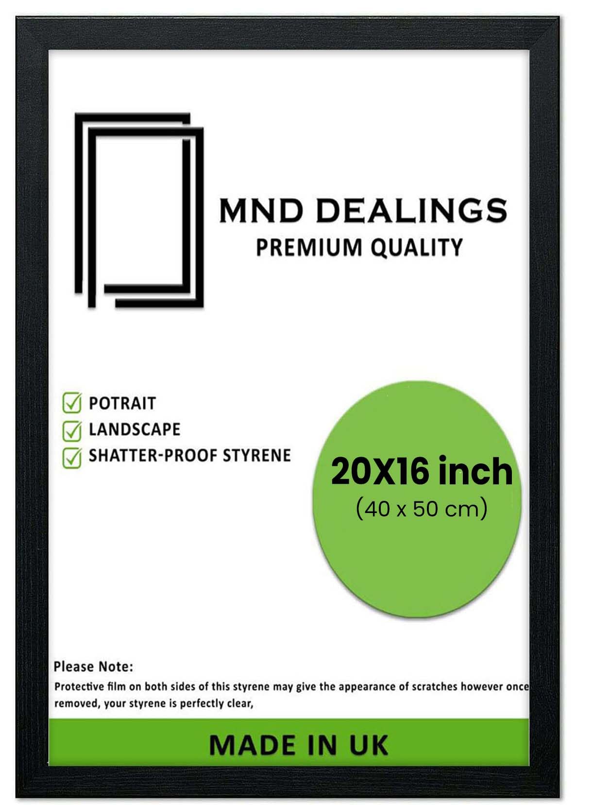Mnd Dealings Black ® Modern 20X16 Inches Poster Photo Frames Wall Hanging Or Tables Table Top With Backboard & Styrene Perfect For Your Wall Gallery Or Living Room (20X16 Inch,)