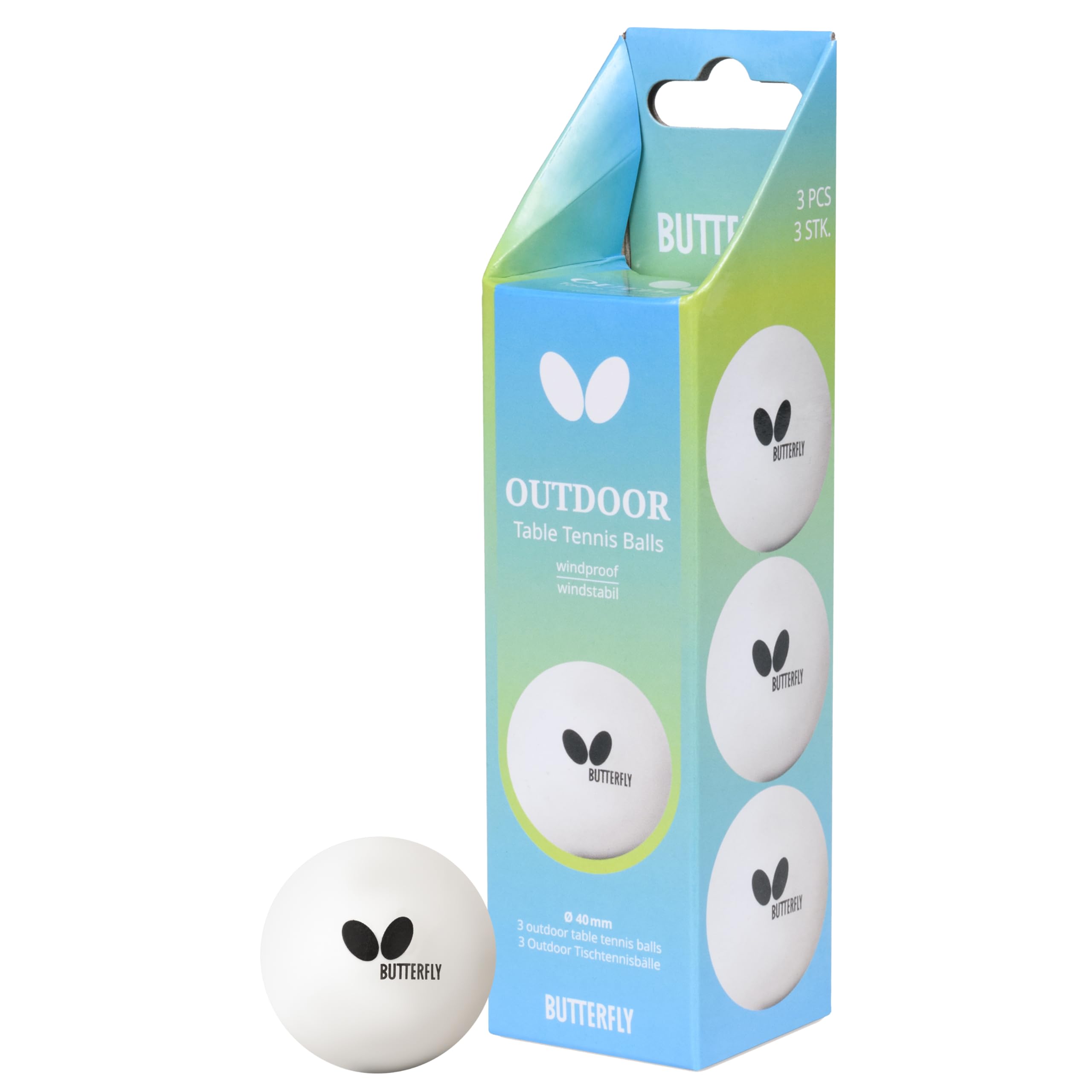 Butterfly Outdoor Table Tennis Balls - Pelotas de tenis de mesa para exteriores, resistentes al viento y al viento