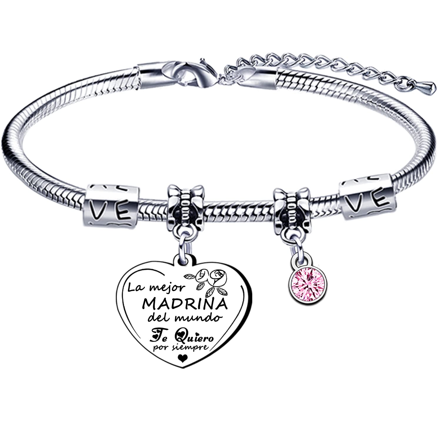 Lumengqi Pulsera para Madrina Regalo Madrina Pulseras La mejor Madrina del mundo Te Quiero por siempre para Madrina Regalo de Cumpleaños Navidad Ideas Regalo Madrina