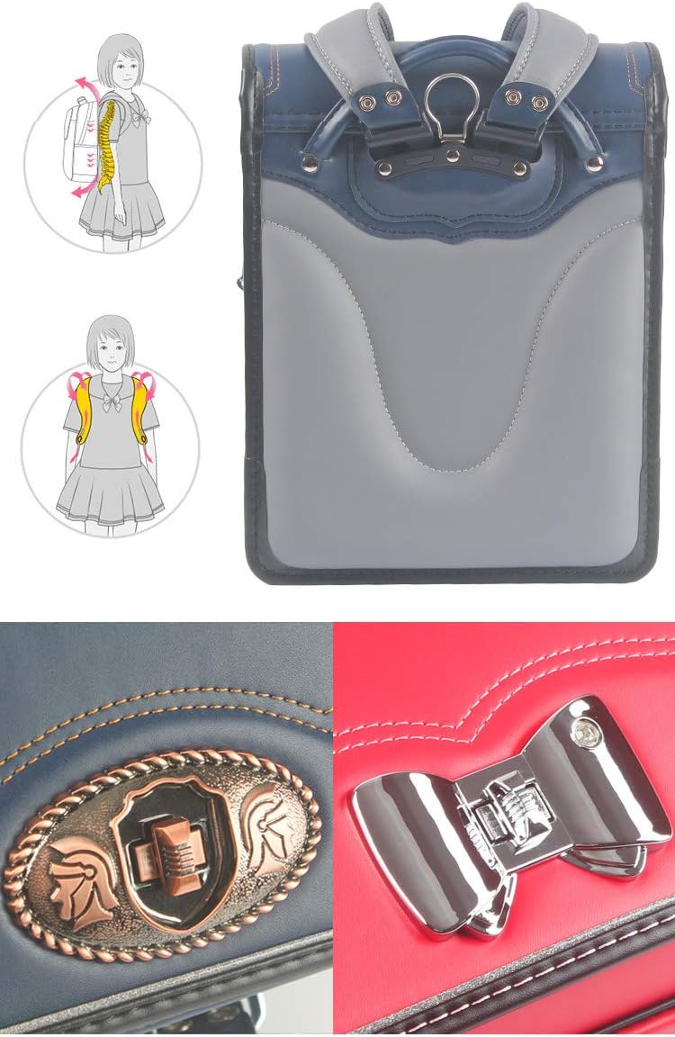 randoseru backpack ransel Semi-automatic japanese boys girls school bags for waterpoor PU leather light weight image 5