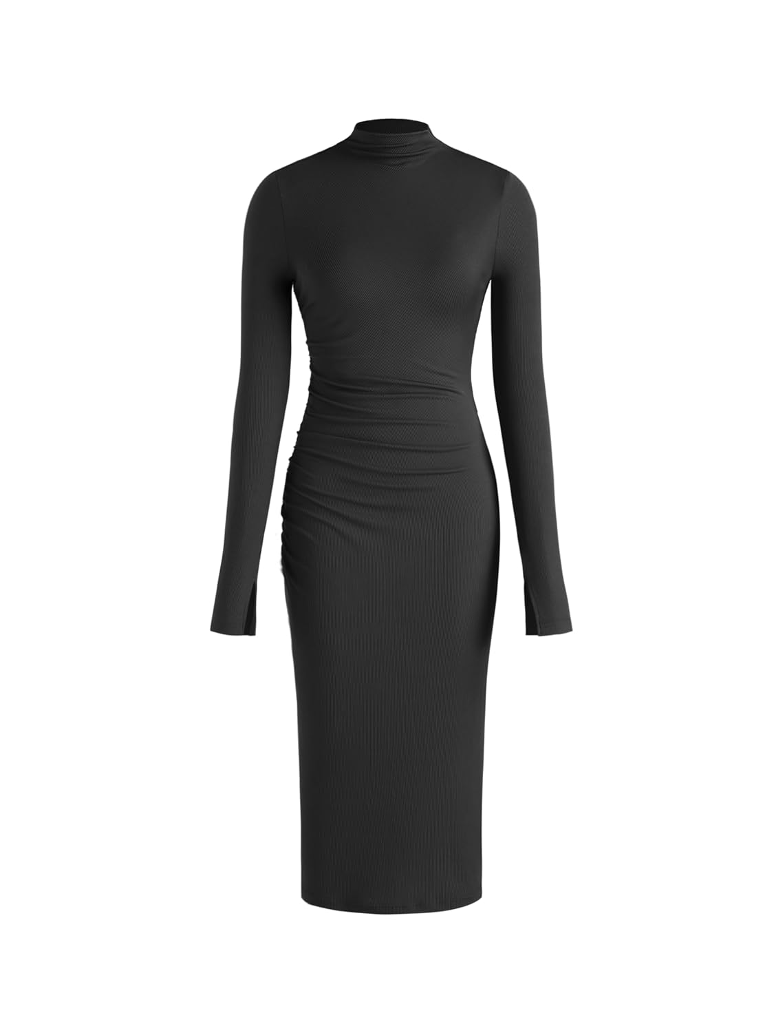 CIDER High Neck Ribbed Bodycon Midi Dress