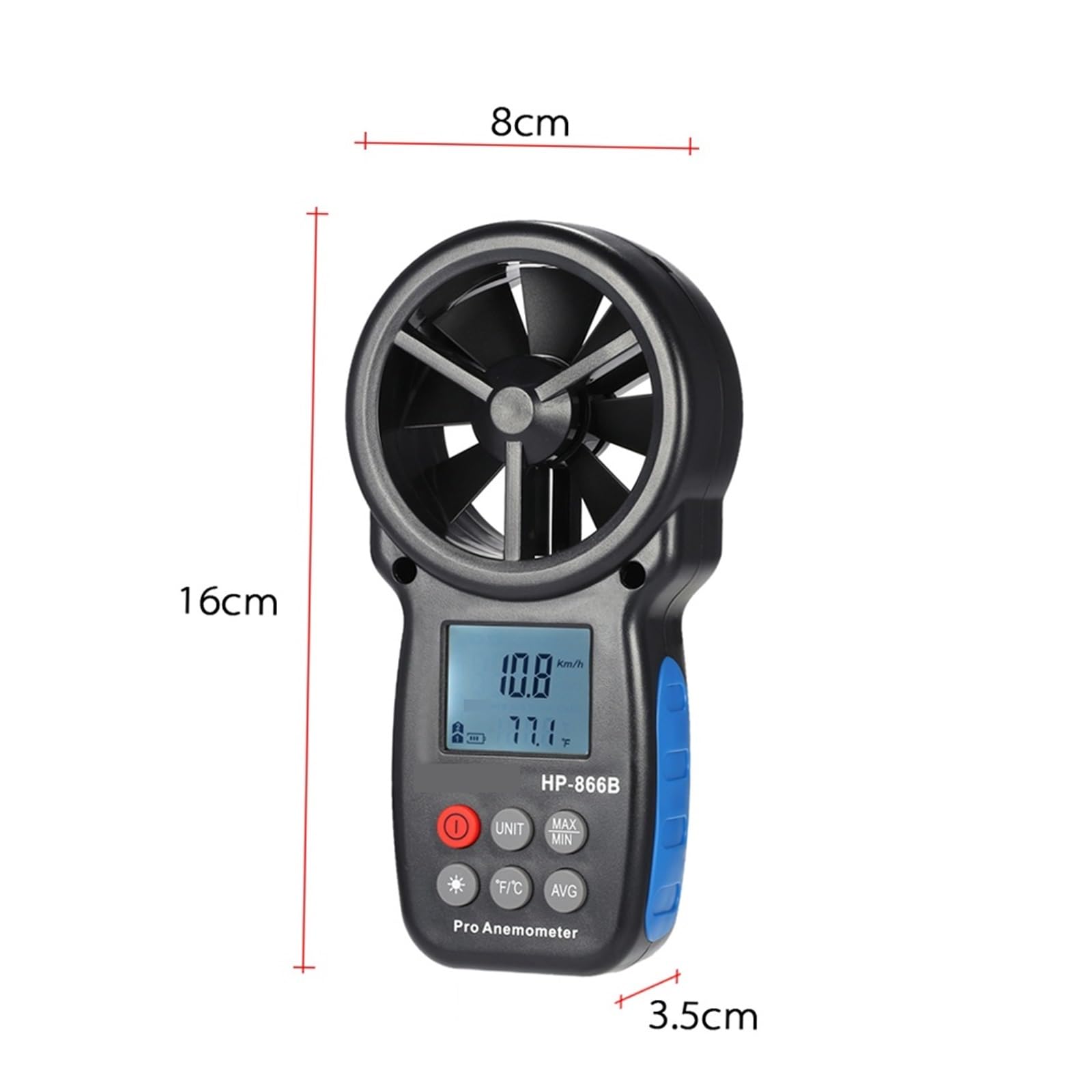 Anemómetro Digital 866B Velocidad del Viento Medición de la Temperatura de la Velocidad del Aire