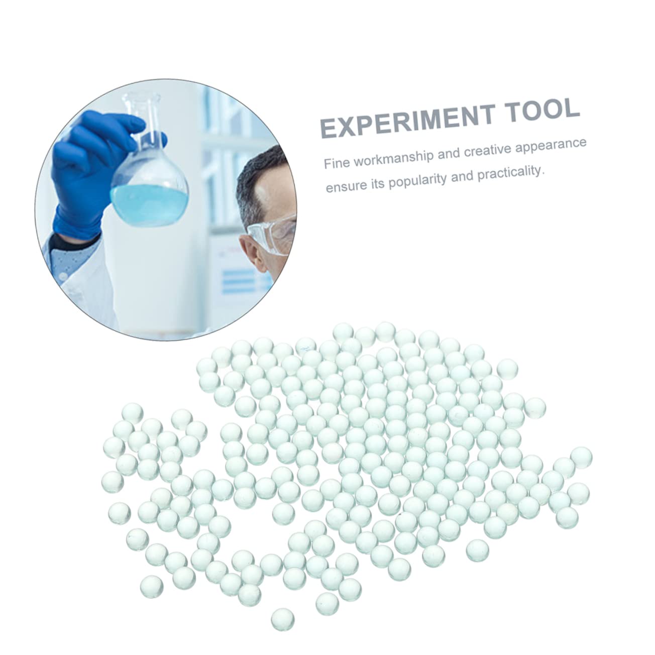 KICHOUSE 1 Pack Experimental Glass Beads Labs Lab Experiment Tool Ball Boiling Stones Soda Lab Boiling Stones Sand Grinding Bead Scientific Equipment Chip High Precision Experimental Supply
