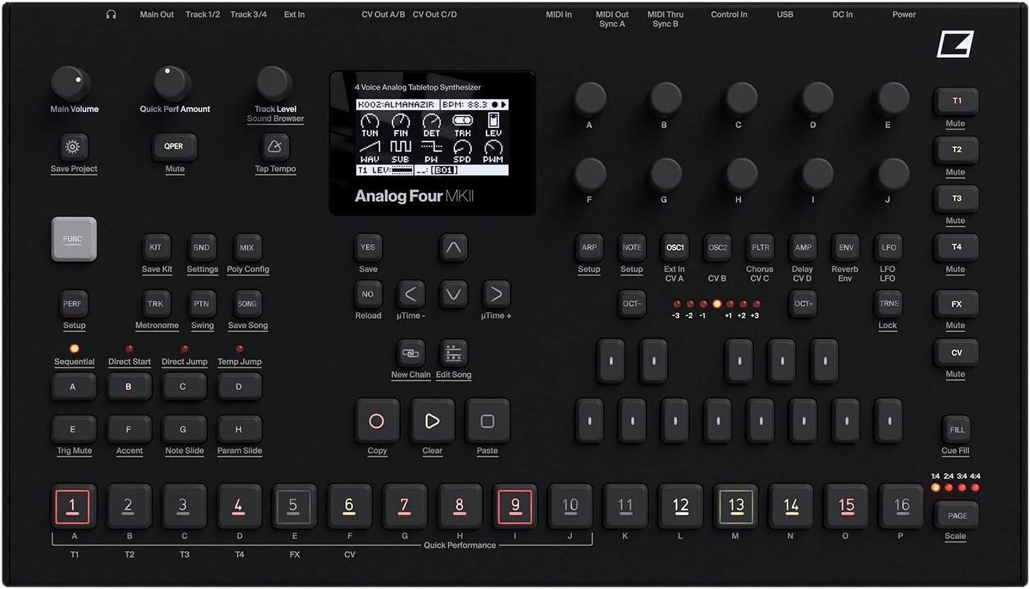 Elektron Analog Four MKII 4-Voice Analog Desktop Synthesizer and CV Sequencer