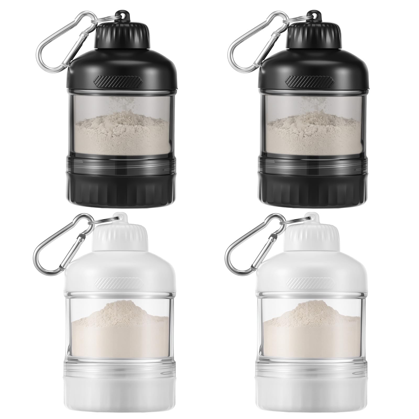 KTCINA 4 Pcs Protein Powder Container Protein Powder Dispenser with Keychain Keyring, Portable Leakproof Keychain Creatine Travel Container for Workout Fitness Or Travel