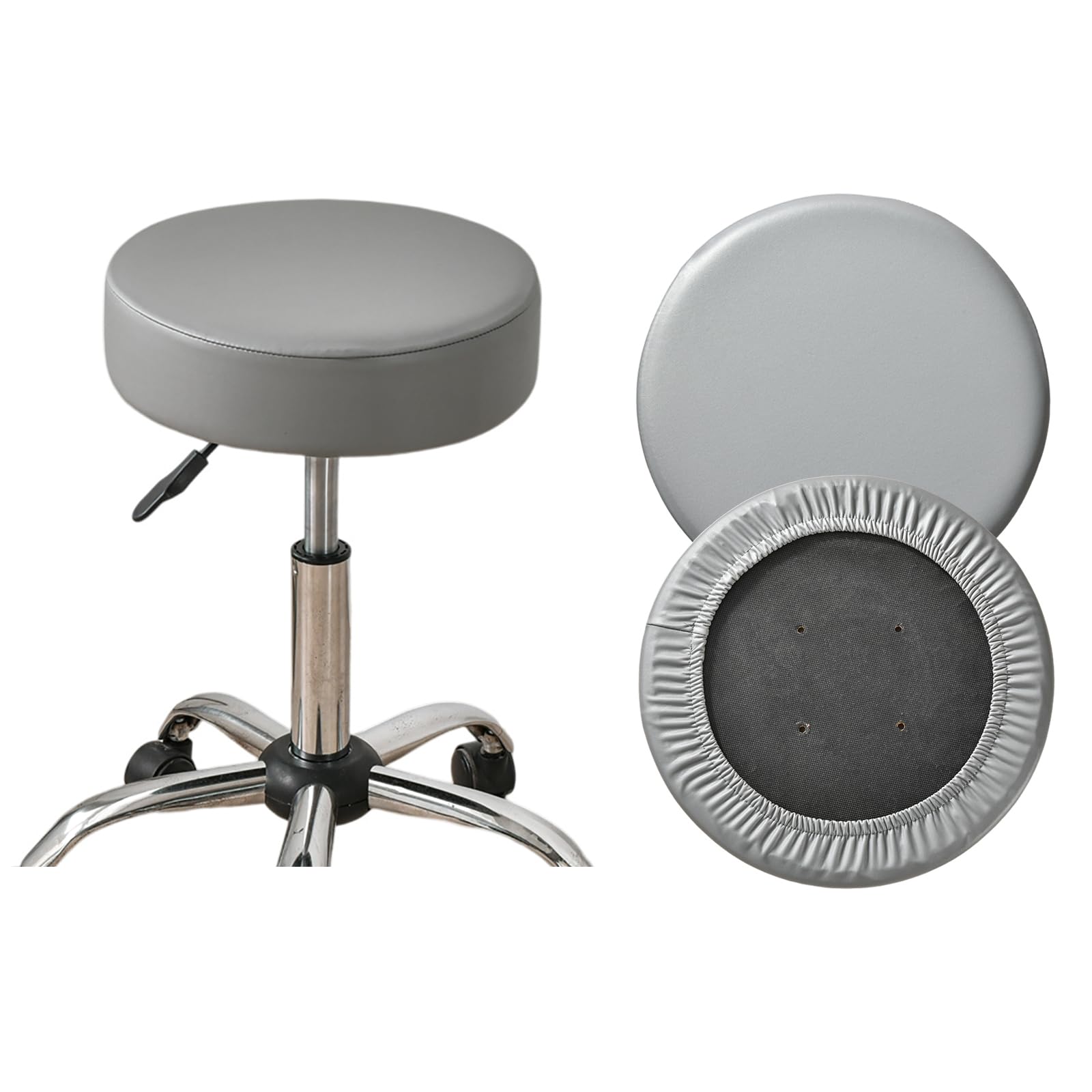 HAOYONG Round Bar Stool Covers Set of 4 Waterproof PU Barstool Seat Covers Stretch Barstool Slipcovers Bar Chair Covers with Non Slip Bottom for 12-15