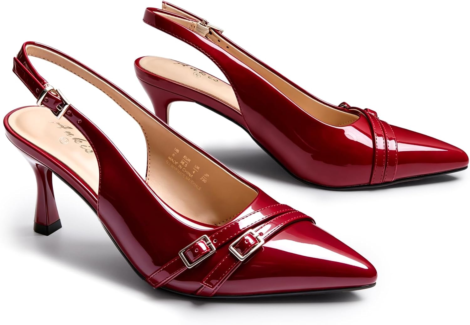 Ankis Patent Slingback Kitten Heel Pumps