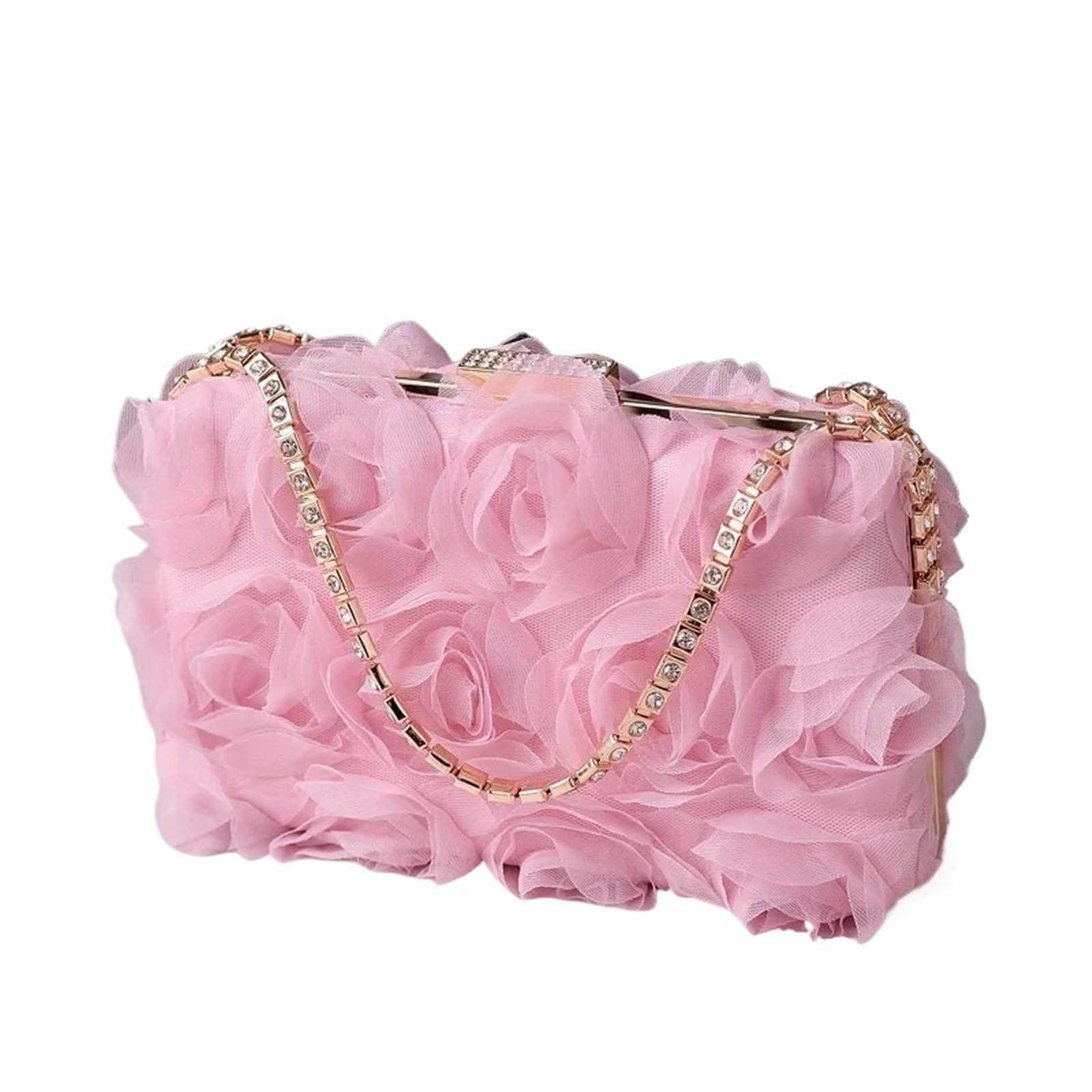 Damen 3D Blumen Clutch Tasche Frauen Süße Chiffon Floral Abend Party Handtasche Luxus Handgemachte Strass Kleid Tasche Büro Dame Vielseitige Umhängetasche