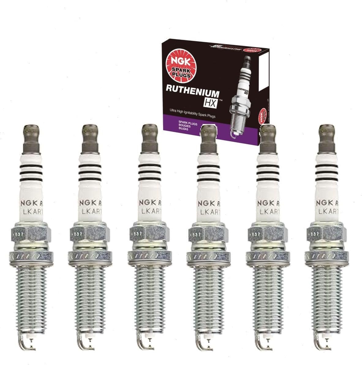 6 pc NGK Ruthenium HX Spark Plugs compatible with Ford Edge 2.7L V6 2015-2019