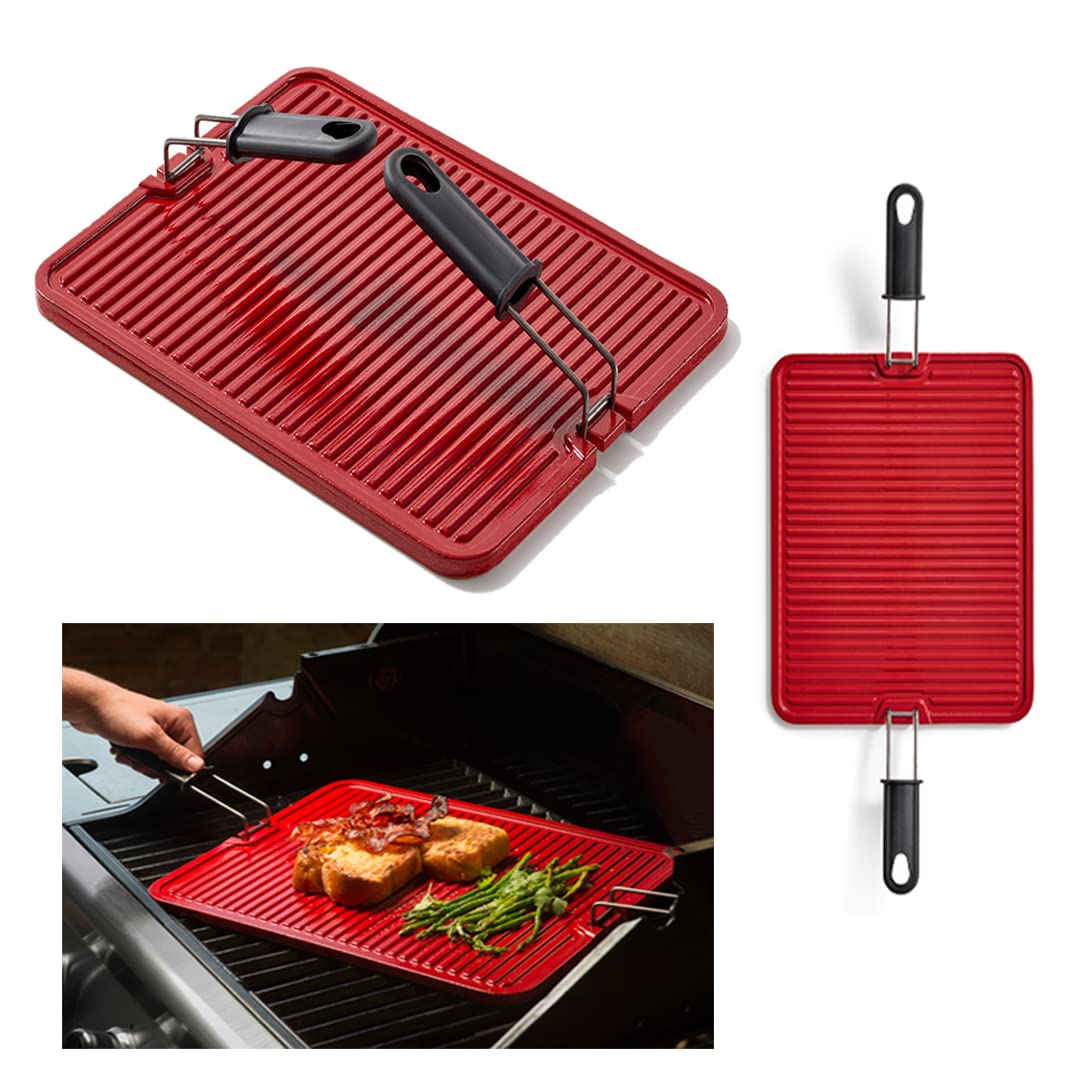 Easylife Tech Pierre à griller émaillée en cordiérite pour grill et four Passe au lave-vaisselle avec poignées pour une utilisation facile