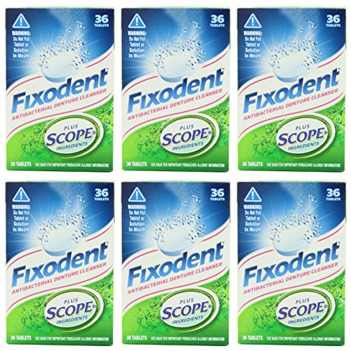 Lot of 6 Fixodent Plus Scope Denture Cleanser Tablets 36 Count/ea x 6 Boxes=216 Tablets