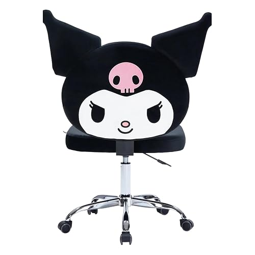 Impressions Vanity Kuromi Velvet Swivel Vanity Chair with Wheels, Black