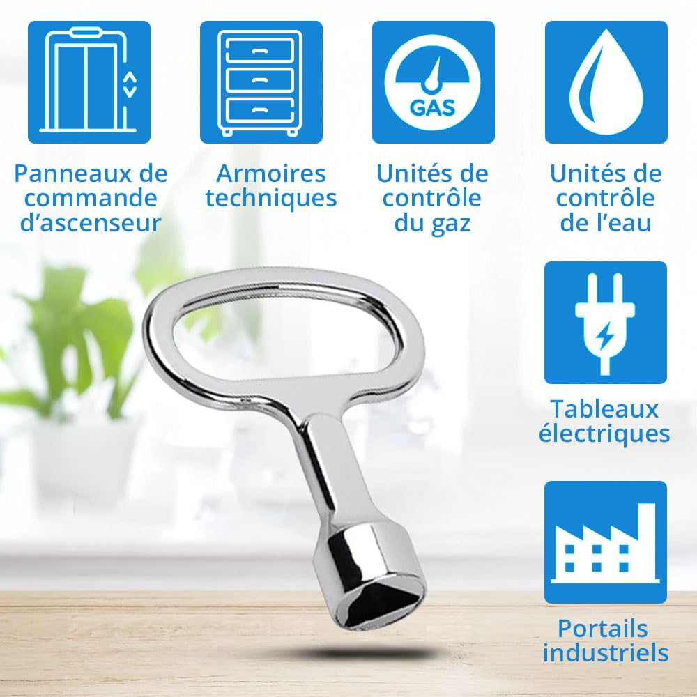 Jonami Clé Triangulaire Poubelle Universelle Déchet Conteneur Compteur Gaz Eau Électricité Recyclage Métal – Lot de 2