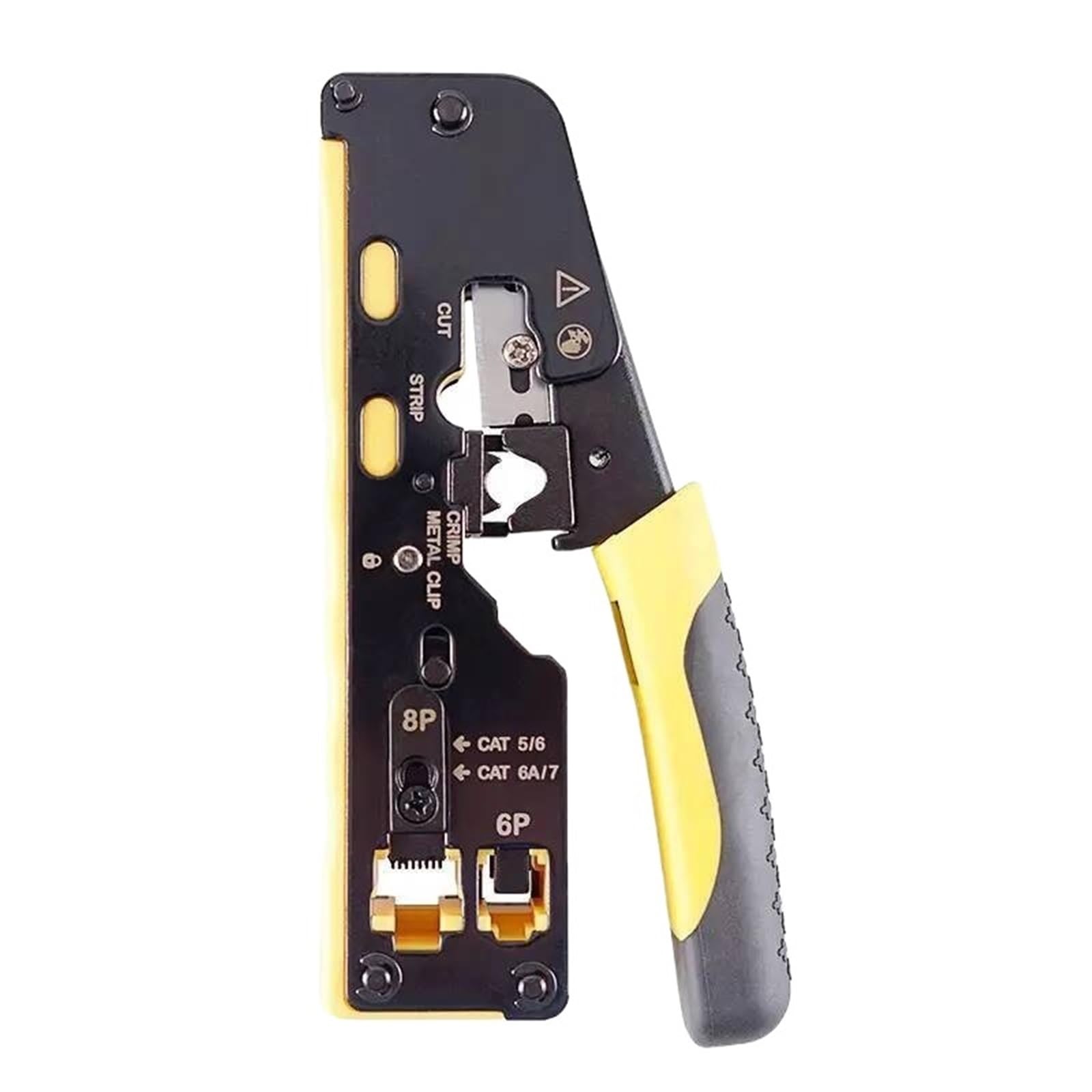 Narzędzie do zaciskania RJ45 do złączy Ethernet Cat6, Cat5 i Cat5e, w zestawie szczypce do ściągania izolacji i zaciskania.