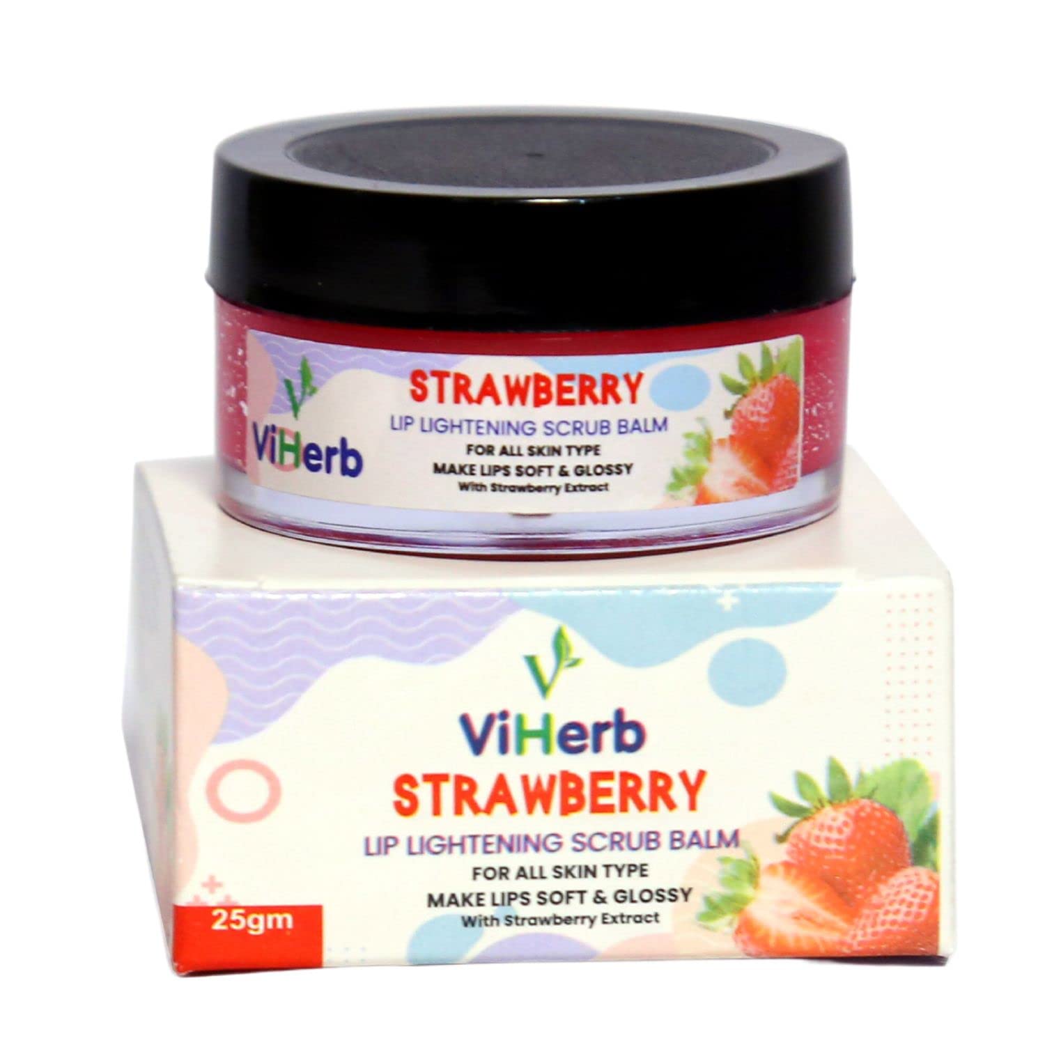 VIHERBStrawberry Lip lighting scrub Balm | Lightening & Smoothing Lip Scrub | 25 gm