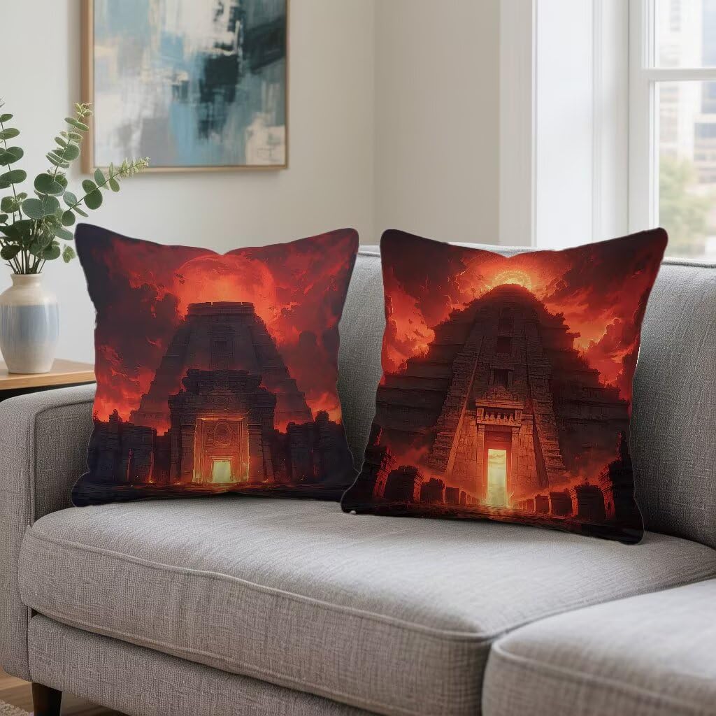 Poszewki na poduszki na sofę 70 x 70 zestaw 2 poszewek na poduszki Majów Duża poduszka 70x70 cm rzuca poduszki zachód słońca poszewka na poduszkę pościel z niewidocznym zamkiem na wiosnę lato, prezent