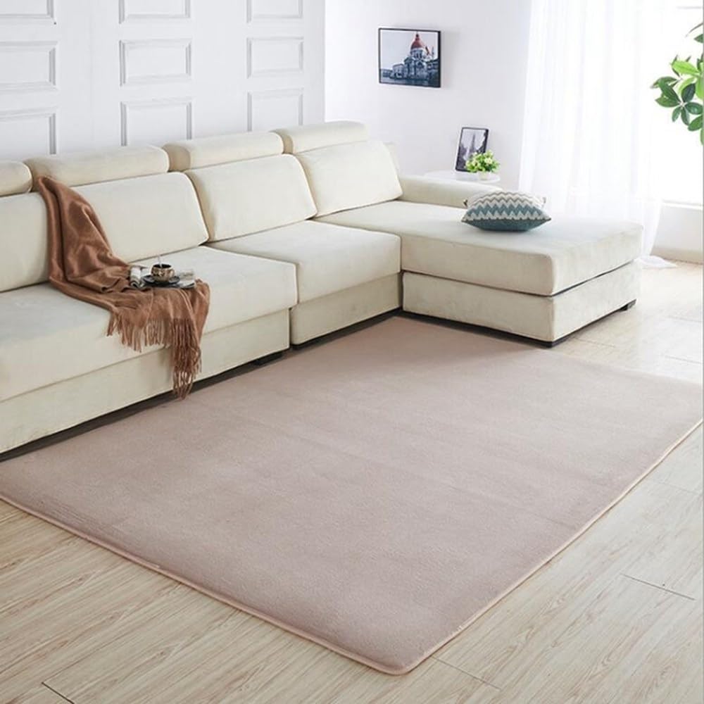Tapis en polaire corail camel 140x200 cm pour salon moderne