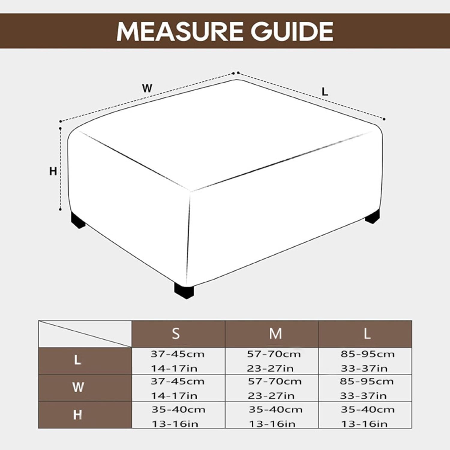 Stretch Ottoman Slipcover Footstool Cover Square,Ottoman Covers with Elastic Bottom,Ottoman Foot Stool Square Protector Covers, Machine Washable(Color 8,S:37-45cm/14-17in)
