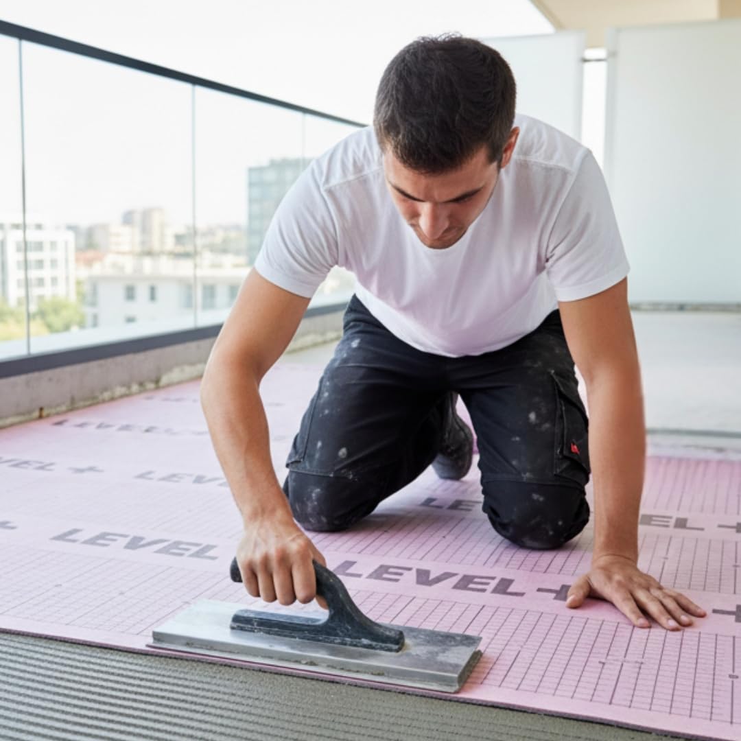 LEVEL+ TPO Abdichtungs- & Entkopplungsmatte 15 m² für Fliesen, wasserdicht, rissüberbrückend, innen & außen, Bad, Balkon, Terrasse, Dusche TPO