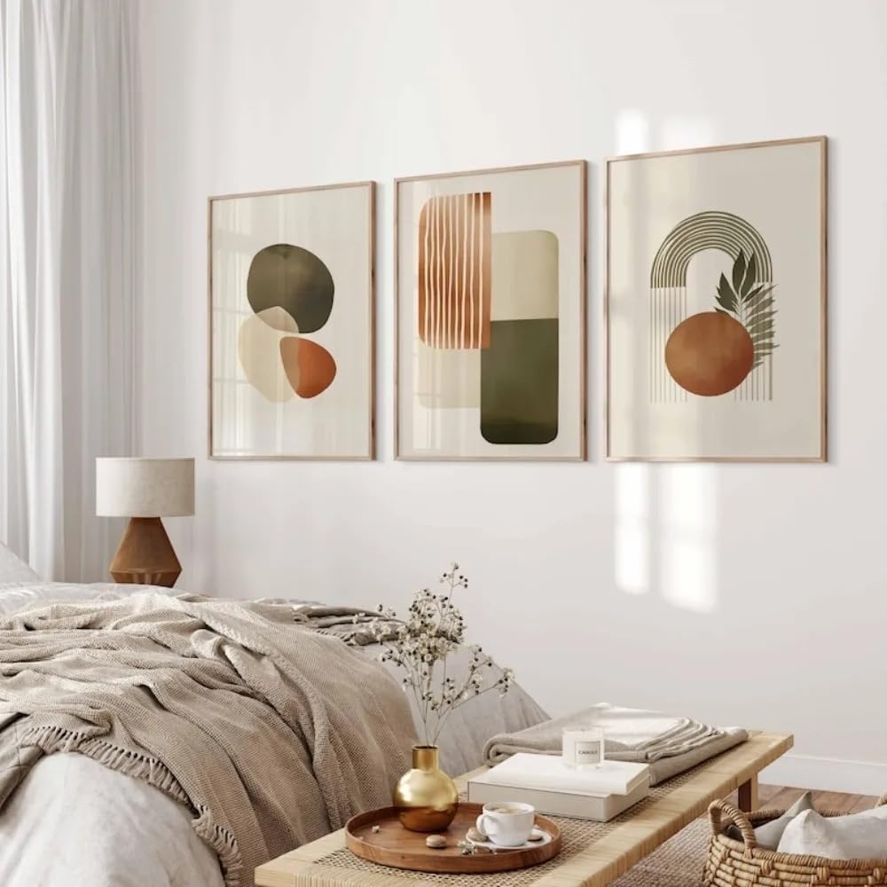 Dittelle Frameless Boho Abstract Art Prints Set Of 3 Printable Minimalist Abstract Neutral Prints Modern Wall Decor Poster Gallery Prints(60X80cm/3Pcs )