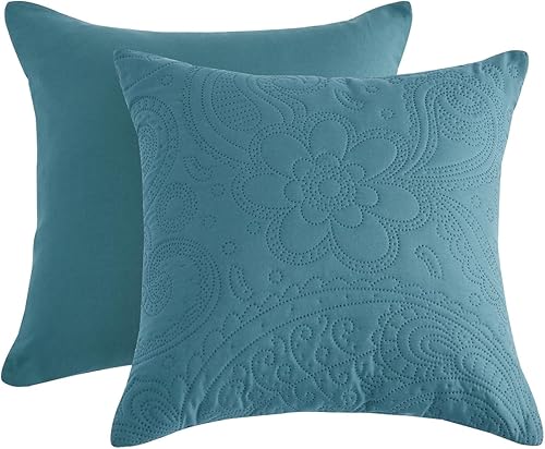 Vista 98 de Colcha extragrande tamaño King, funda de cama ligera ultrasónica, patrón de cachemira, reversible, 5 piezas, 100% microfibra, blanco puro 1-amarillo