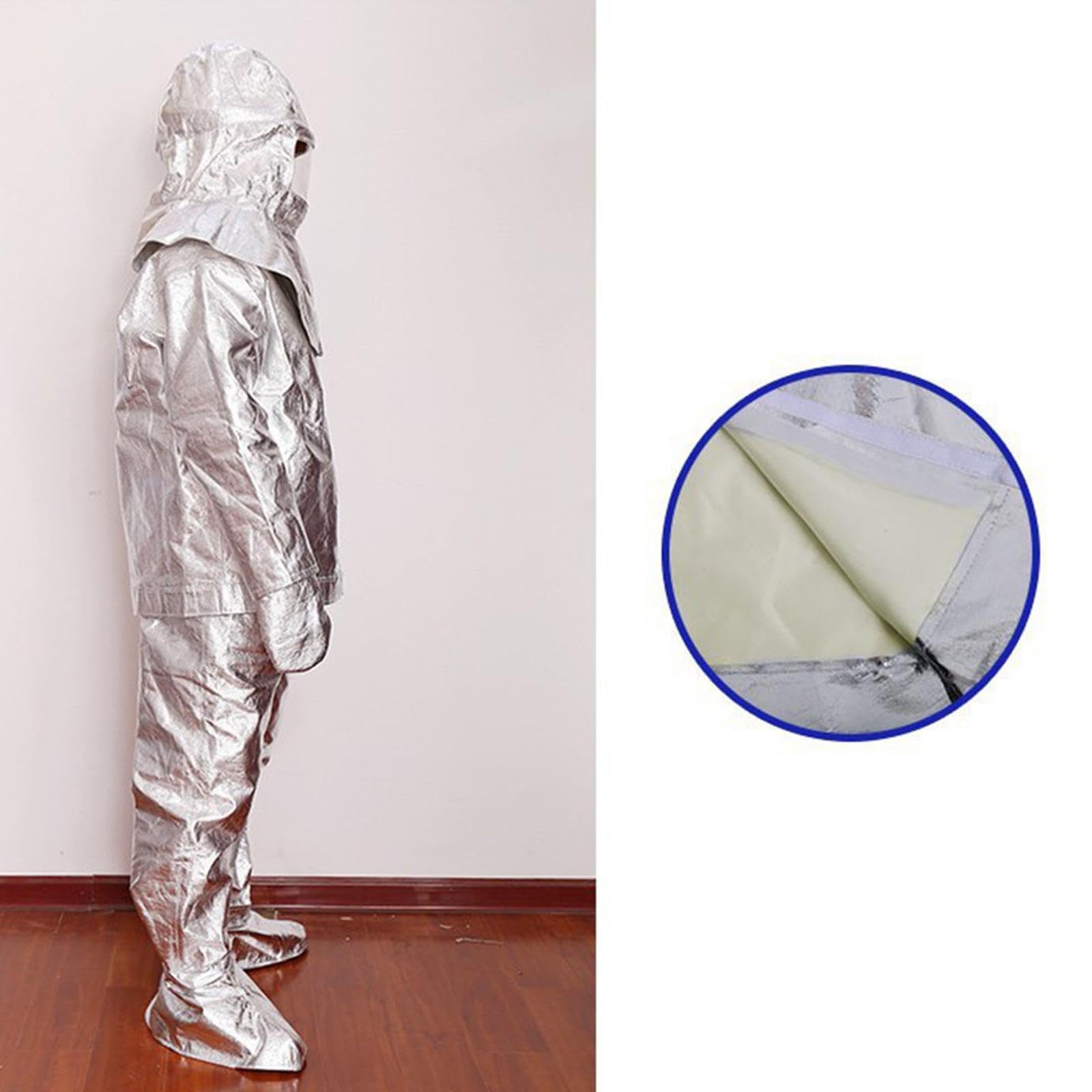 Fire Resistant Suit Set Feuerfeste Schutzanzug Hitzebeständige Aluminiumfolienkleidung Wärmeisolierender Anzug Flammhemmende für Feuerwehr