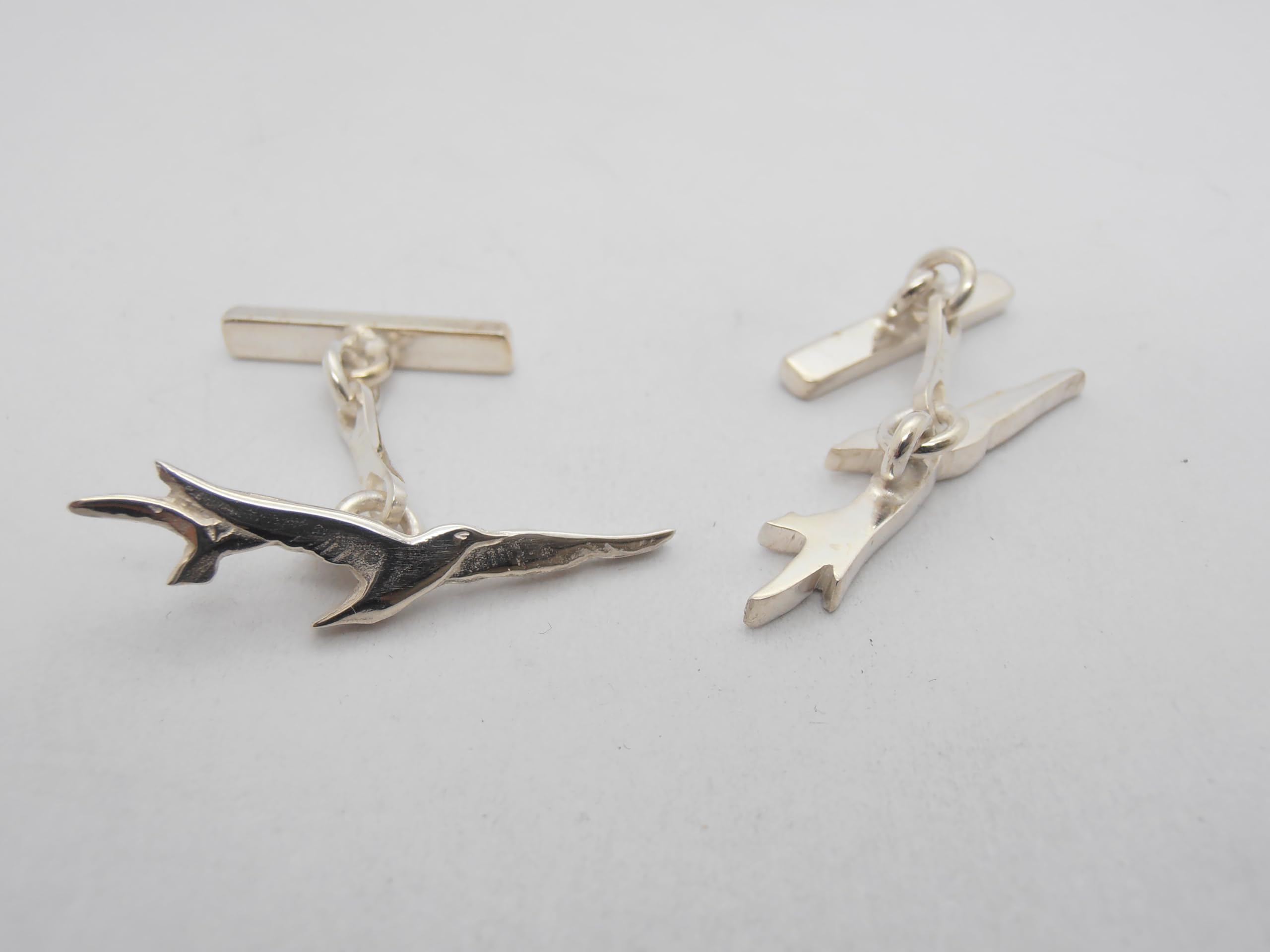 Gabbiani : Gemelli in Argento 925 con Uccelli in Volo - Polsino Camicia - Cerimonia
