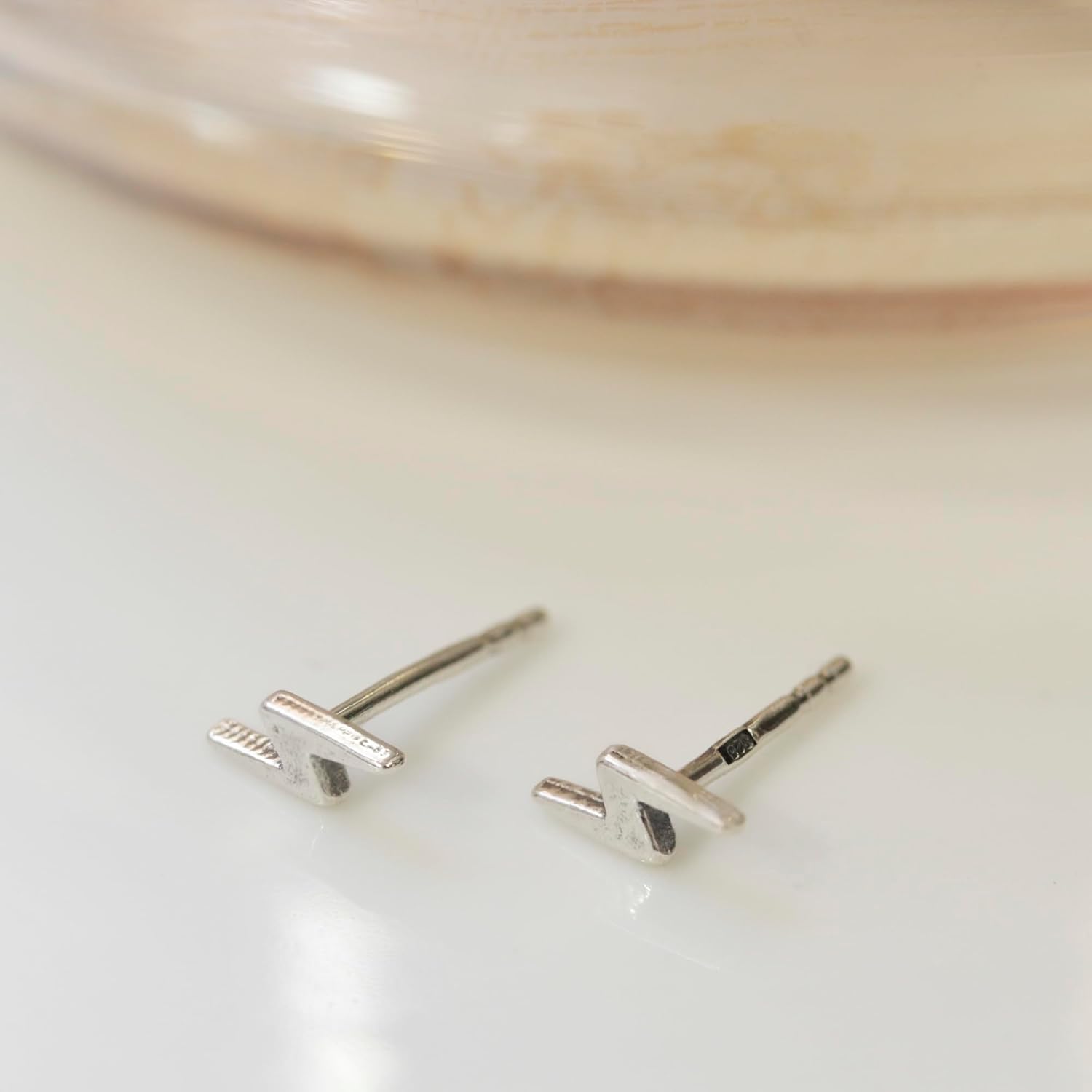 925 Sterling Silver Lightning Stud Earrings - Dainty Lightning Studs, Tiny Handmade Jewelry, Pushback Closure Earrings, Simple Minimalist Fashionable Gift for Young Women - Image 2