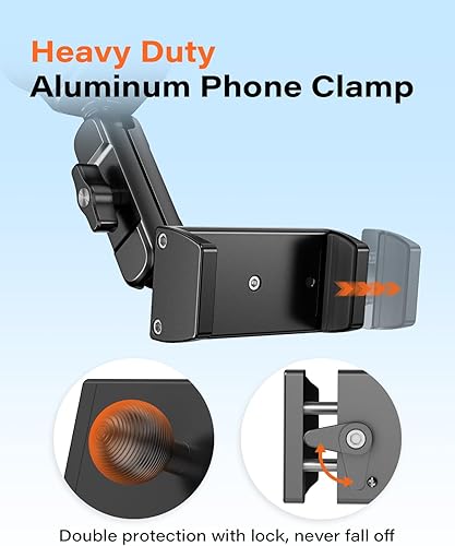 Miniatura 3 de A2C Soporte de teléfono con ventosa resistente con brazo y abrazadera de aleación de aluminio, soporte de teléfono para parabrisas de succión al
