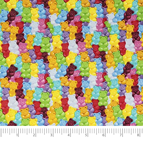 SINGER® Fabrics, 100% Cotton Print, 44 Inch Wide, Quilt and Craft Fabric for Sewing, Rainbow Gummy Bears, Cut by the Yard