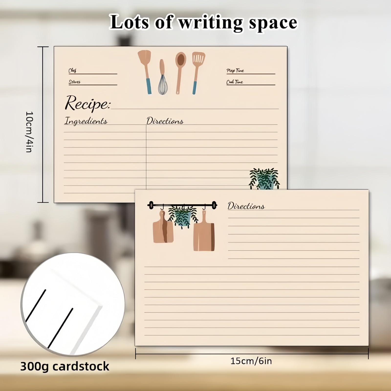 YOJO Recipe Cards,50 Count Recipe Cards 4x6,Double Sided Cardstock for Bridal Shower,Wedding,Housewarming Gift - Image 3