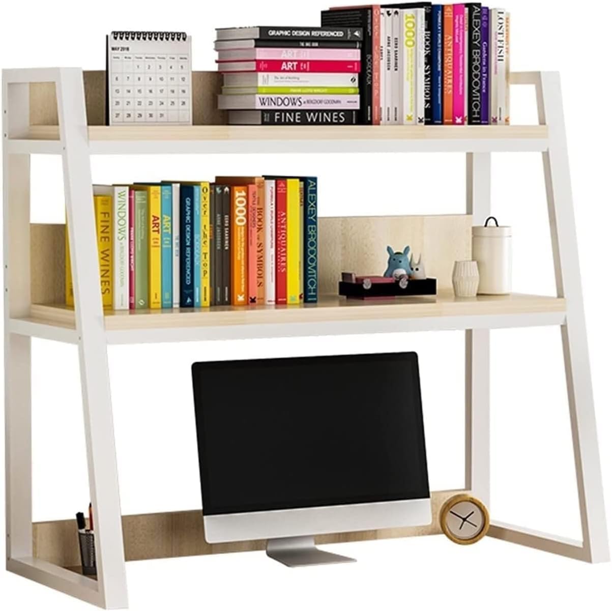 KORP Desktop Ladder Bookshelf Wooden and Metal Bookcase