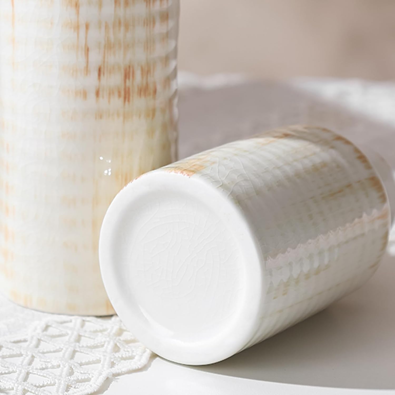 White Ceramic Vase Set of 3, Farmhouse Decor, Home Decorative Vase, Vases for Your Kitchen, Bedroom, Office, Living Room, Bathroom, & Shelf Centerpiece Table Decorations - Image 9