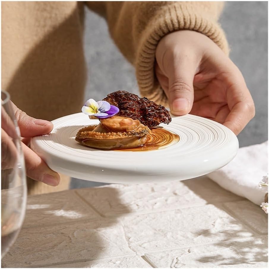 Dinner Plates Brushed Ceramic Serving Plates: Steak, Sushi, Dessert, Pasta(25.5cm)