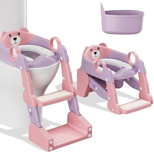 Miniatura 19 de Asiento de entrenamiento para ir al baño, para niños y niñas, 2 en 1, protector contra salpicaduras, antideslizante, taburete