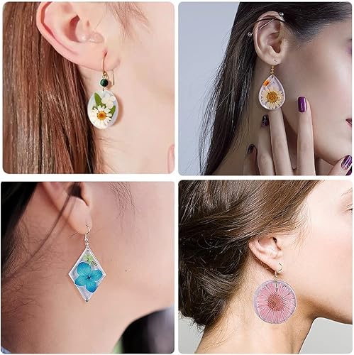 Miniatura 4 de Weenkeey 3 moldes de resina para aretes, redondos, ovalados, en forma de gota de agua, colgantes, moldes de silicona epoxi, moldes de fundición de