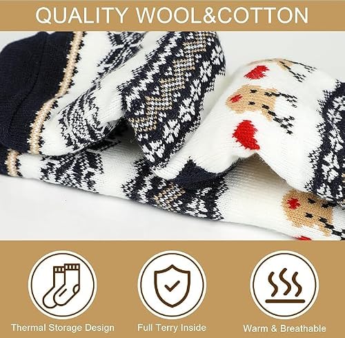 SULOLI Chaussons Chaussettes d’Hiver Laine Chaussettes Chaud Tricot Pompon – vue 5