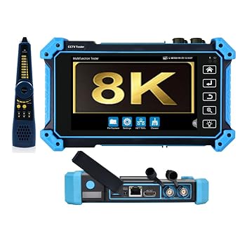Upgraded 8K CCTV IPC Tester Support 32MP H.265 IP Camera 4K 8MP HD-TVI CVI AHD SDI Coaxial Camera Testing 5.4-inch Support POE PTZ WiFi RS485 HDMI & VGA Input Cable Tracer IPC-5200C Plus