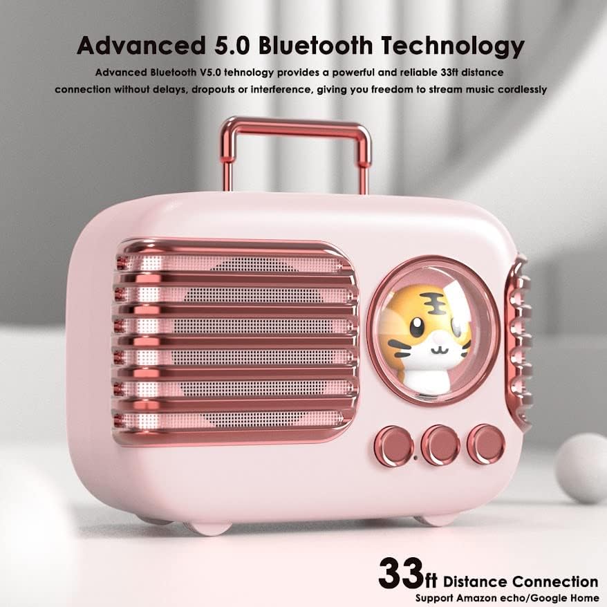 Miniatura 3 de Altavoz Bluetooth inalámbrico, lindo mini altavoz portátil con emparejamiento TWS, sonido fuerte, tiempo de reproducción de 4 horas, micrófono,