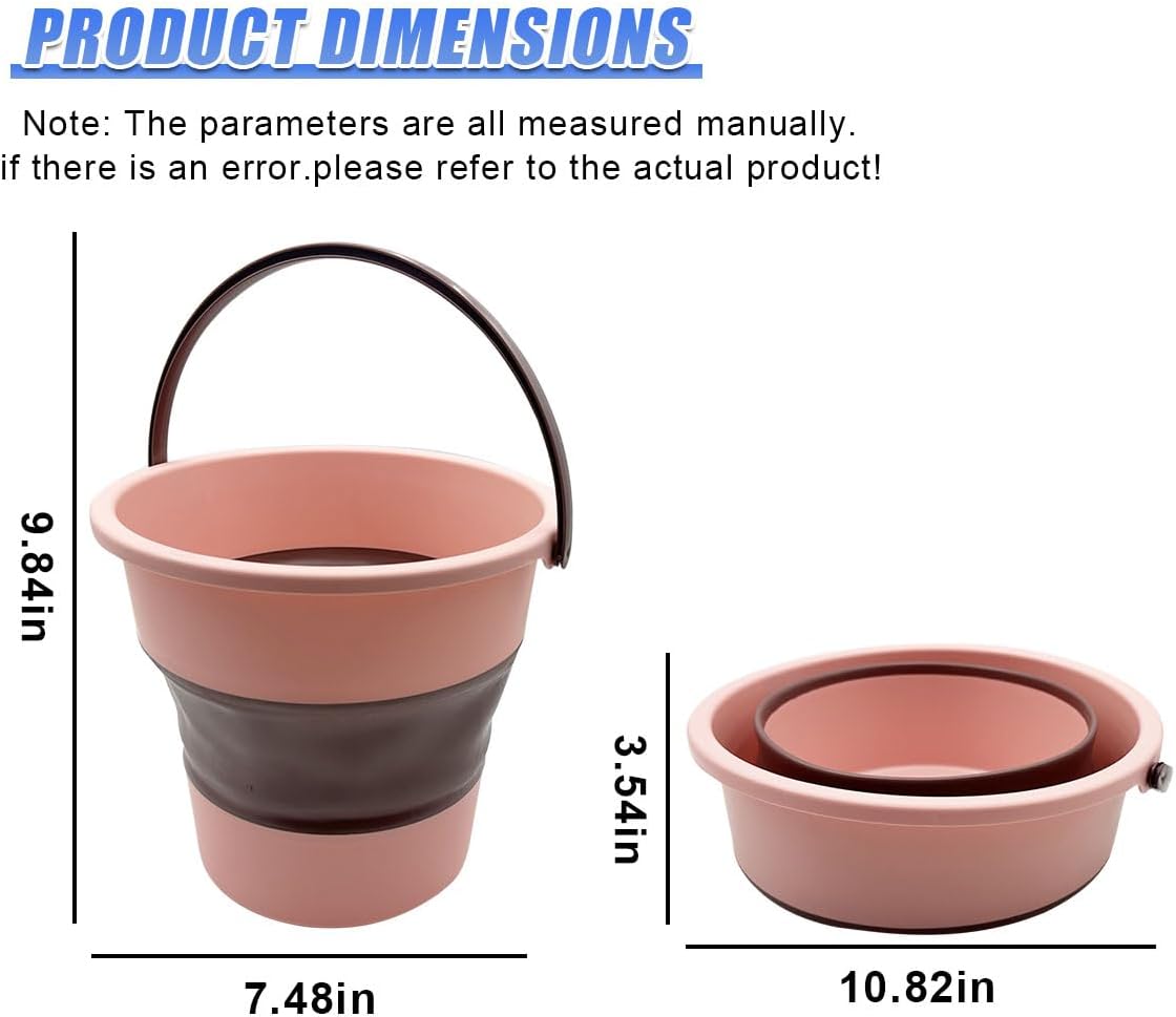 YoRise Collapsible Car Trash Can, 10L/2.6 Gallon Leakproof Plastic Auto Cleaning Bucket, Portable Vehicle Interior Garbage Organizer Accessories for Washing, Outdoor, Camping (Pink)