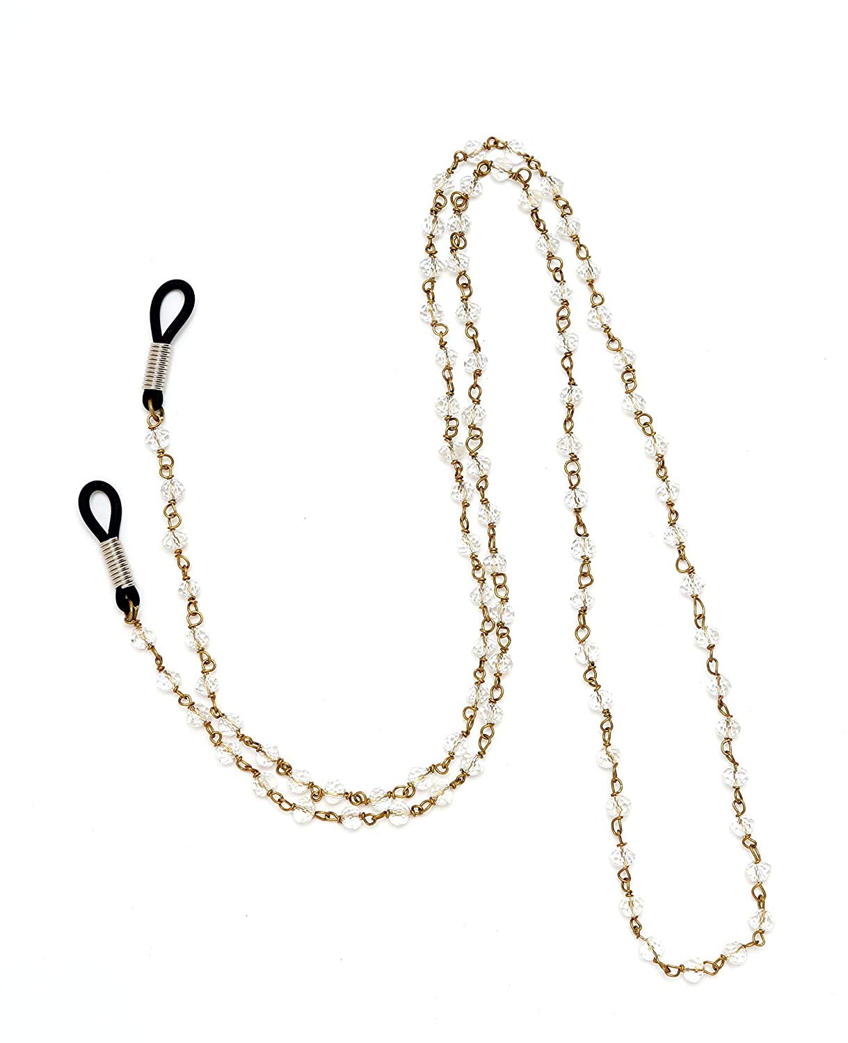 Unisex Round Beaded Spectacle White Crystal Chain Lanyard String for Eyewear Frames, Specs, Reading Glasses, Sunglasses, Goggles and Eyeglasses White Crystal-image-28