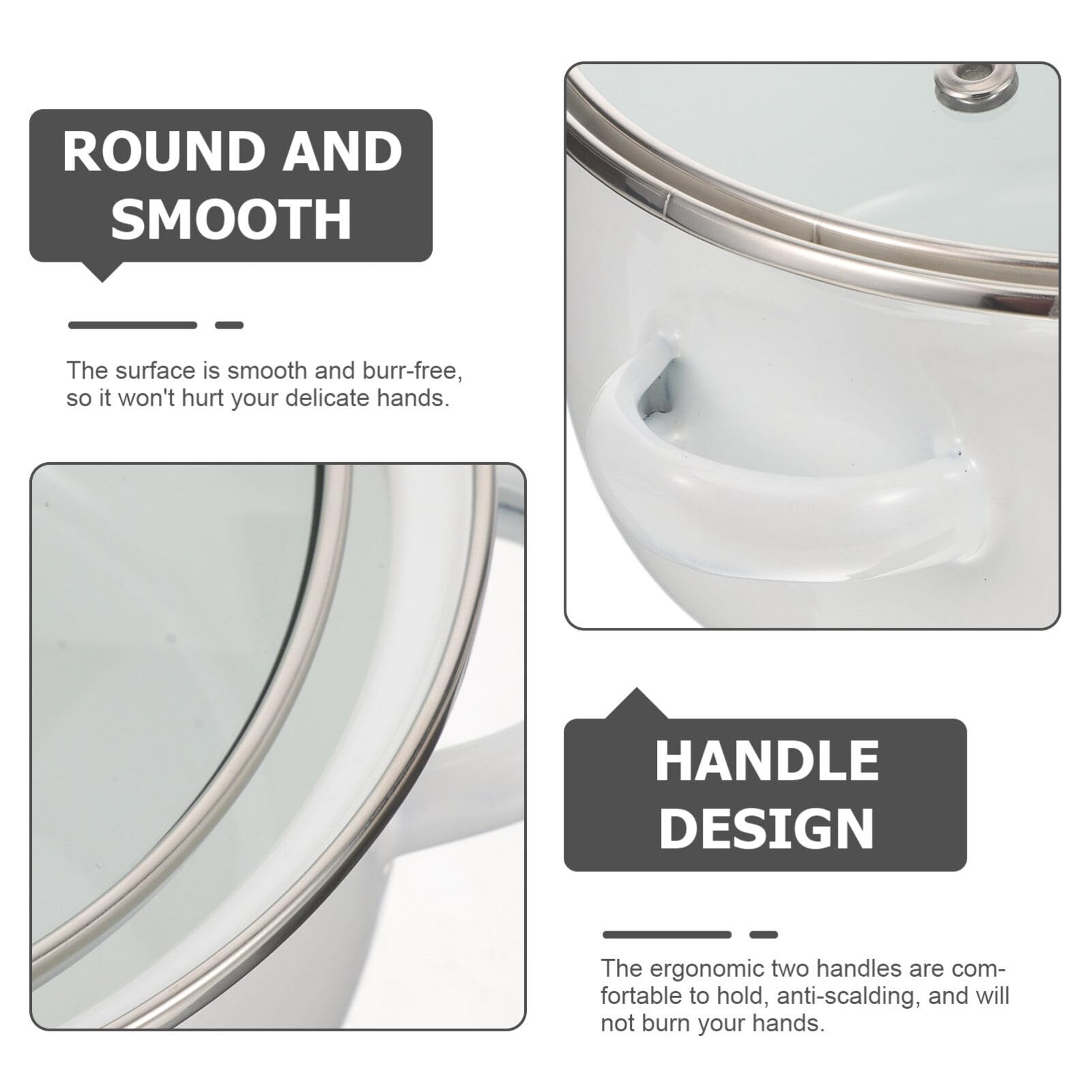 Olla De Sopa Para Cocinar Olla Sopa Esmaltada 16cm - Rosa, Asas Antideslizantes Cacerola Acero Inoxidable