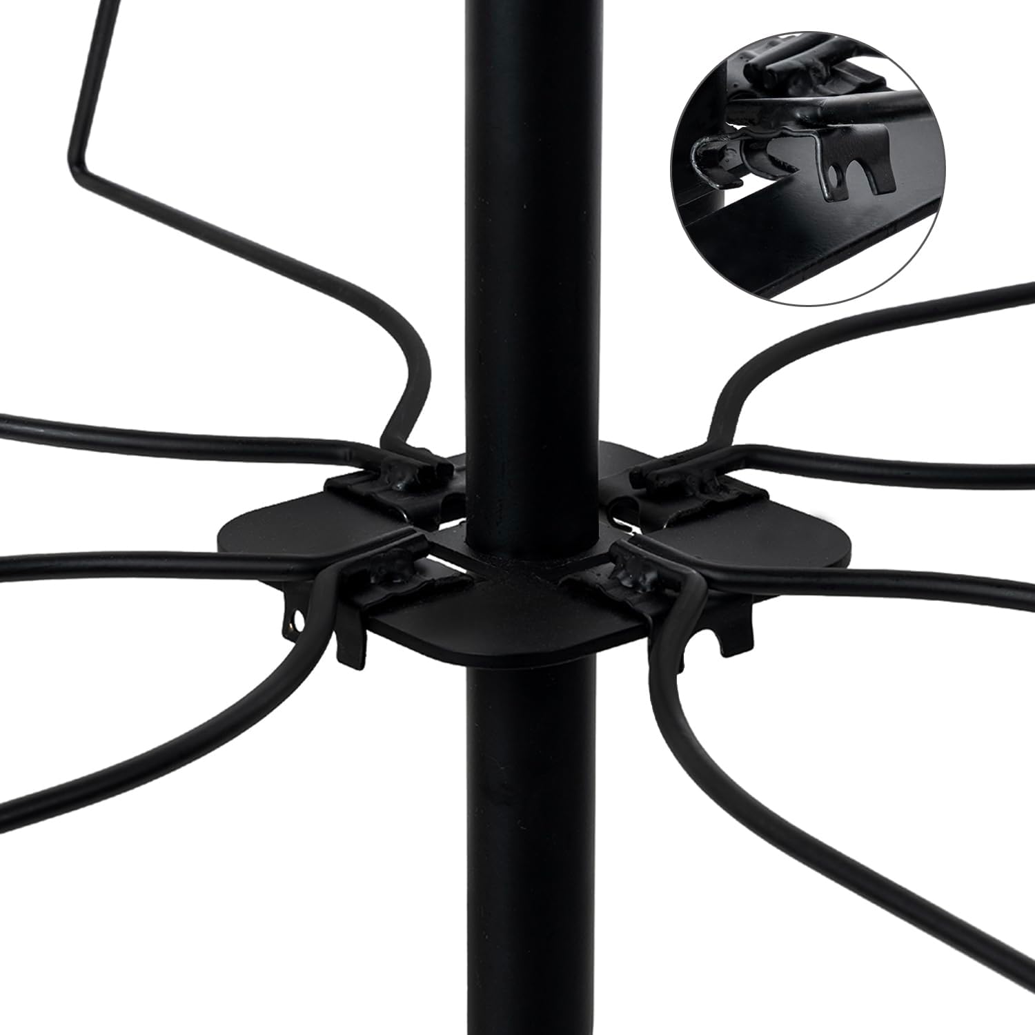 MyGift 5 Tier Freestanding Hat Rack Stand, Cowboy Hat Display Tree with Slanted Wire Racks, Commercial Baseball Cap Holder with 20 Removable Hooks for Hanging, Modern Black Metal