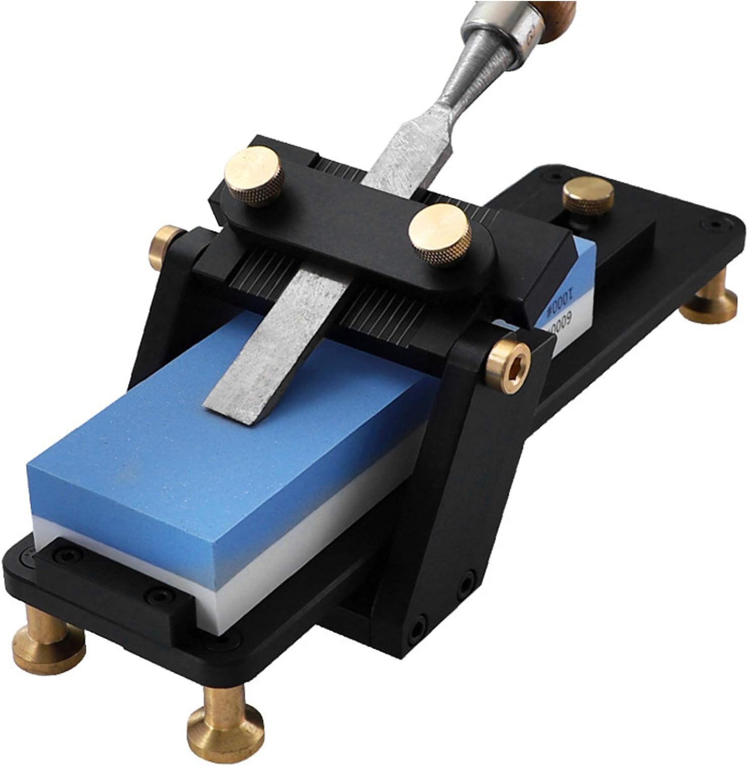VBESTLIFE Fixed Angle Sharpener, Aluminum Alloy CNC Sharpener with 1000/6000 Grit Whetstone for Kitchen Chisels Scissors Axes
