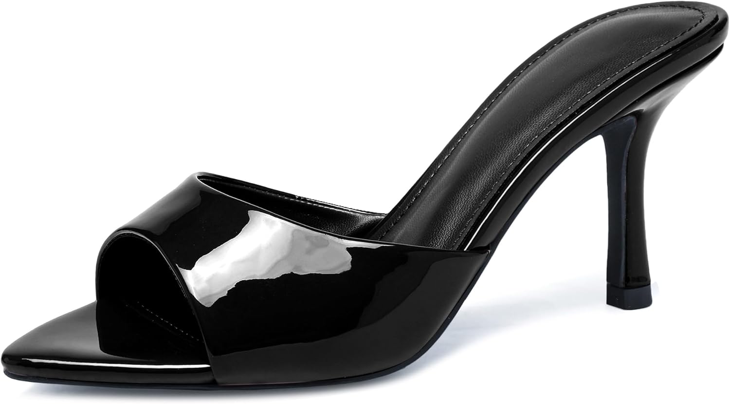 High Heel Mules for Women Slip On Open Pointed Toe Classy Patent Leather Stiletto Pumps Formal Slingback Mule Sandals Dress Walking Shoes - Image 5