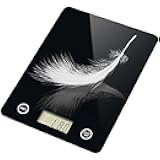 Digital Kitchen Scale, Food Scale with Tempered Glass, Grams and Ounces, 1g High Accuracy for Baking, Cooking, Food (Black Glass)