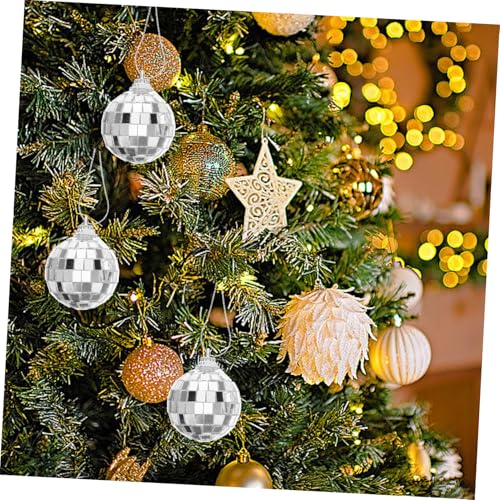 Cabilock - 18 bolas espejadas plateadas para decoración de árbol de Navidad, adornos colgantes reflectantes para fiestas, bodas y celebraciones navideñas miniatura 4