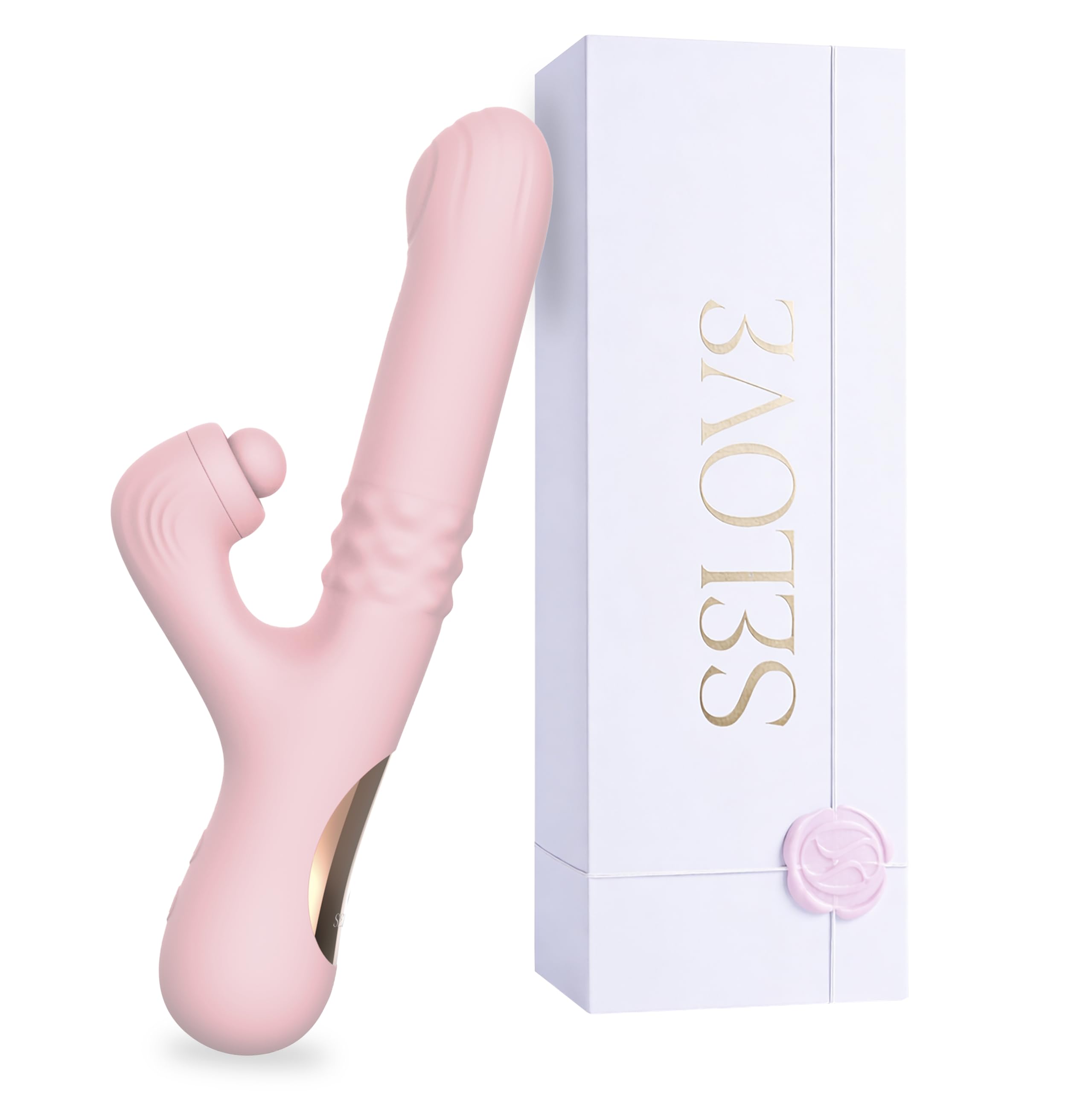 SELOVE Vibratore Rabbit a Doppia Stimolazione – Movimento Come-Hither, Sfere Scorrevoli e Tapping Clitorideo (Rosa)